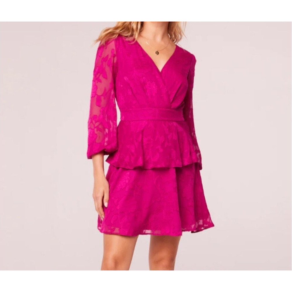 Band‎ of the Free Women's Size Large Floral Mini Dress Fuschia Tie Back NWT